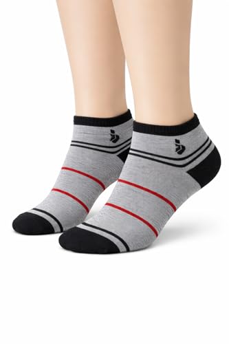 Image of Men's Ankle Socks, Cotton Blend, Black Grey Navy Blue, 10 Pairs, Lightweight and Breathable, Regular Fit