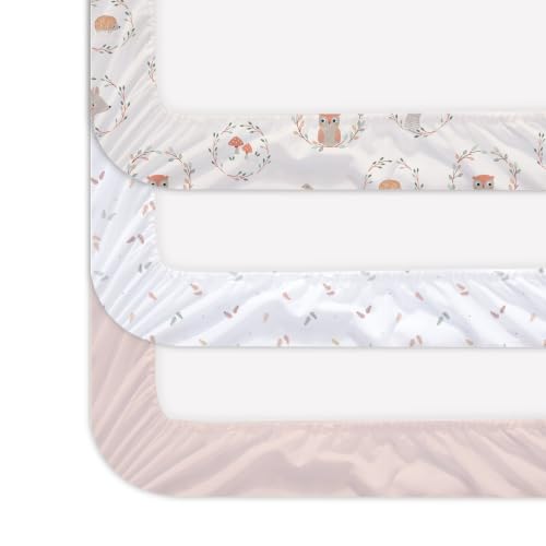 Image of Little Grape Land 3PK Baby Crib Sheets for Girls, Enchanted Animal Friends | Baby Toddler Sheets Fitted for Boys Girls,Fits Standard 28''x52'' Crib, Soft Breathable and Machine Washable