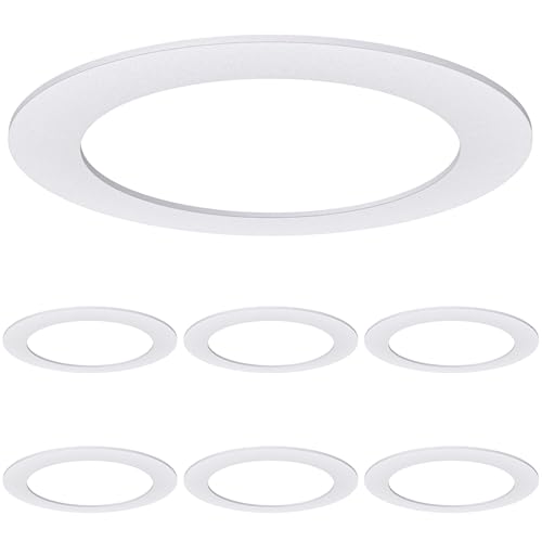 Sunco 6 Pack Goof Rings for 6 Inch Recessed Lights, Flush Mount, White, Can Light Trim Ring Cover...