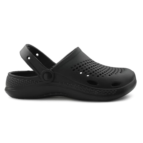 Image of Liberty A-HA GMF-02E Clogs for Men, Black & Grey | Casual Slip-On Slingback Clog for Walking & Outdoor Use | Solid Pattern, Trendy Stylish Fashionable Sandals with Lightweight