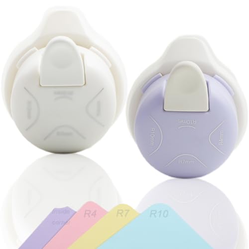 2 Pieces Corner Punch 4 in 1 Corner Rounder Punch Paper Corner Rounder for Making Scrapbooking (R4+R7+R10+Inside Corner) (White and Purple)