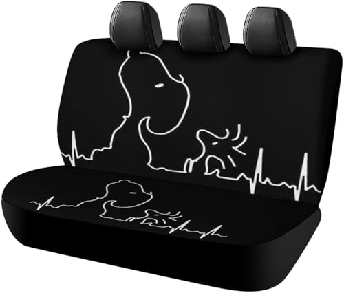 スヌーピー (2) アニメ カーシートカバー 車シートカバー 後部座席用 シート保護 おしゃれ カー用品 軽/普通車 汎用 後席クッションカバー 人気 四季通用 プレゼント