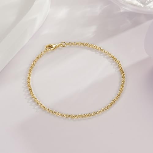14K Gold Bracelets for Women Non-tarnished Brilliance Gold Chain Bracelet Love Bracelets Double Hoop Interlaced Women’s 6.5/7/7.5/8/9 in4