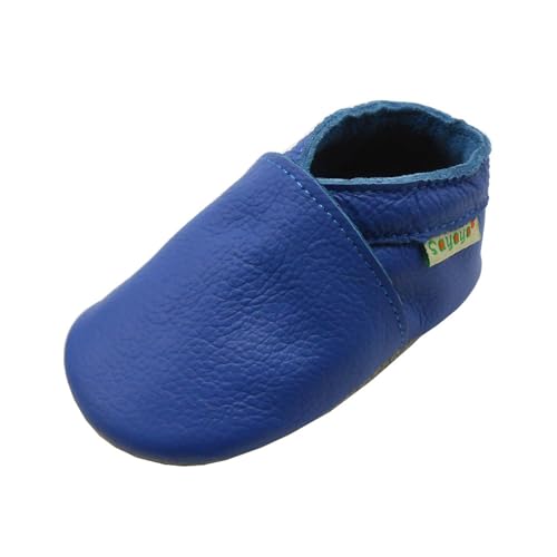SAYOYO Baby Soft Sole Shoes Genuine Leather First Walker Infant Toddler Moccasins(6-12 Months, Blue)