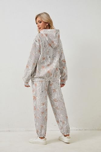 Camo Sweat Sets for Women Maple Leaf Print Camo Hoodie Pants Womens Sweatsuits Camouflage Lounge Sets Outfits 5