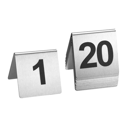 Numéros de table en acier inoxydable kit 1-20 signalisation métal pour restaurant et cuisine