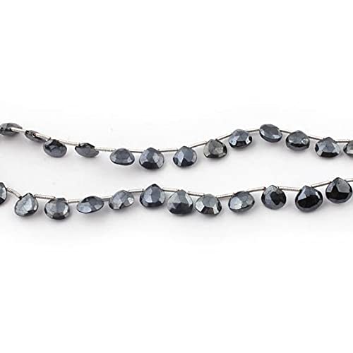 Spinelle noir perles coeurs 8mm briolettes argentées pour fil de bijoux