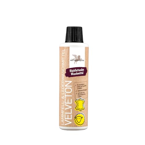Bense & Eicke Velveton Lammfell- & Lederwaschmittel - für Waschmaschine und Handwäsche, reinigt, pflegt und rückfettet waschbares Leder, 250ml