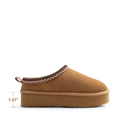 Image of DREAM PAIRS Women's Platform Genuine Suede House Slippers