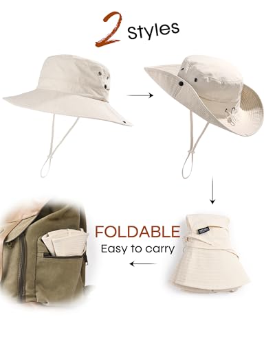 FURTALK Sun Hats for Women with Ponytail Hole Wide Brim Beach Bucket Hat UPF 50+ Fishing Hiking Outdoor Hats