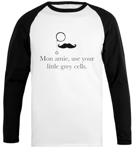 Hércules Poirot Camiseta Unisex De Béisbol Camisa De Manga Blanca Y Negra