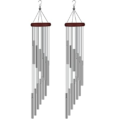 2 Pack Outside Sympathy Wind Chimes Clearance with 12 Aluminum Alloy Tubes and Hook, Memorial Gift Decoration for Home, Patio, Garden, Outdoor