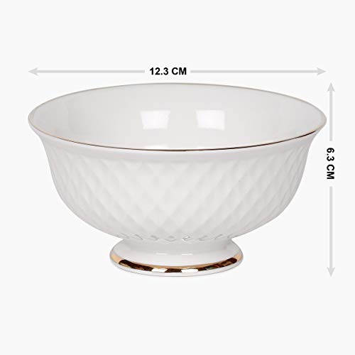Image of Home Centre Divine Ceramic Cereal Katori - 1 Piece, White, Standard (DIVINE-10)