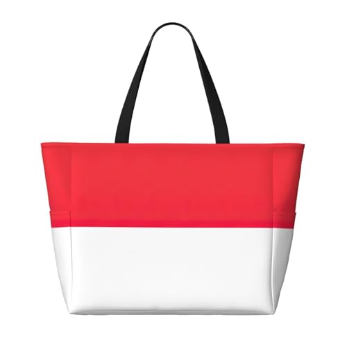 Indonesian Flag Print Each Travel Bag Large Capacity Tote Bags Foldable Pool Bag Zipper Handbags Vacation2
