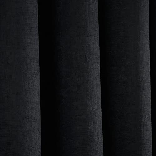 Fusion Black Eyelet Curtains W46 x L90 (117x229cm) – 2 Panels – 100% Cotton Thermal Drapes for Bedroom/Living Room – Black Door Curtains – Strata Collection – Modern Interior Styling - Cosy Home Interiors Fusion Black Eyelet Curtains W46 x L90 (117x229cm) – 2 Panels – 100% Cotton Thermal Drapes for Bedroom/Living Room – Black Door Curtains – Strata Collection – Modern Interior Styling - Image 4