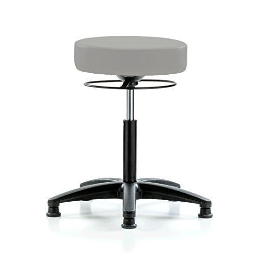 Perch Stella Stationary Height Adjustable Salon & Spa Stool | Workbench Height 21-28.5 Inches | 300-Pound Weight Capacity | 12 Year Warranty (Gray Vinyl)
