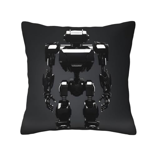 BGSHJVF Fundas de almohada decorativas suaves y cómodas con estampado de robot negro para sofá, cama