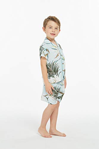 Image of Wispy Cereus Light Blue Family Matching Hawaiian Clothes | Family Matching Outfits • Soft Rayon Fabric • Tropical Floral Print • Vacation Ready • Luau Party Wear