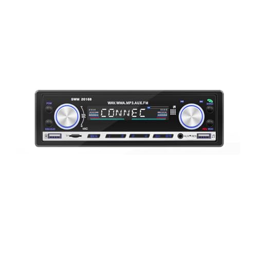 WHMVKVK Radio estéreo Bluetooth para Coche: diseño DIN Simple, Sistema de Audio FM para Coche con Botones de Control, Receptor Integrado en el salpicadero para Coches, Camiones y vehículos