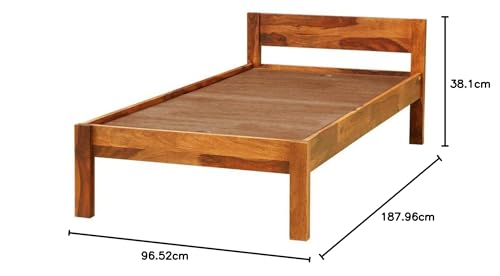 Image of CRAFT D ARTS Sheesham Wood Single Size Bed Without Storage | Wooden Single Bed | Space Saving Low Floor /Lying /Rise /Level /Profile Cot Bed for Bedroom, Natural Finish