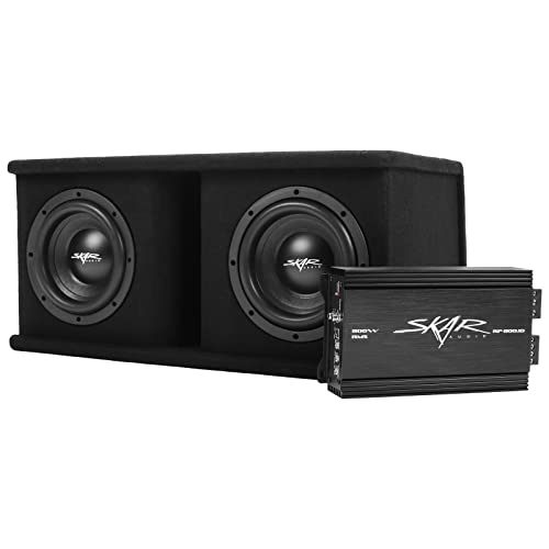 Image of Skar Audio Dual 8 inch Complete 1,400 Watt SDR Series Subwoofer Bass Package - Includes Loaded Enclosure with Amplifier