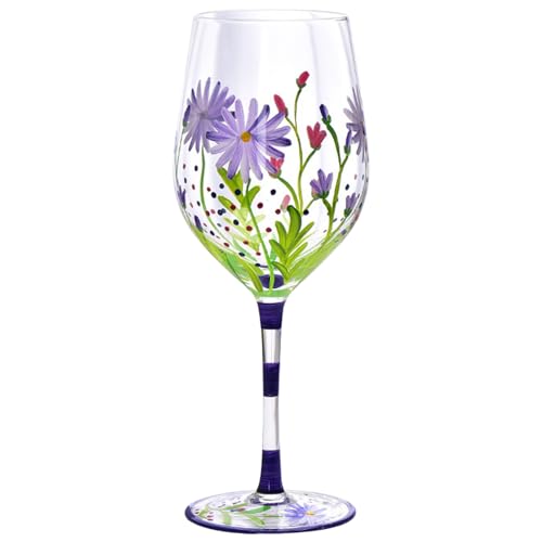 Casas de vinho elegantes taças de vinho pintadas 560 ml vinho de flores resistente ao calor de copo fantasia copo de vinho decorativo copo decorativo presente para aniversário casamento dia dos
