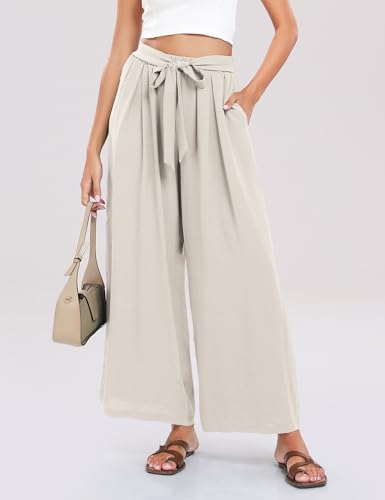 Summe Wide Leg Dress Pants for Women High Waisted Palazzo Casual Work Pants Beach Trousers with Pocket4