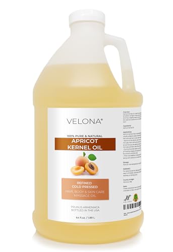 velona Apricot Kernel Oil 64 fl oz | 100% Pure and Natural Carrier Oil | Refined Cold Pressed | Hair Body and Skin Care | Use Today - Enjoy Results