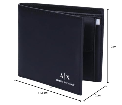 Armani Exchange Men's Smooth Leather Wallet with Coin Pocket Fold, Schwarz, S - Image 5