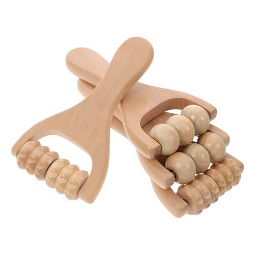 OFFIGAM 4 piezas Rodillo Masajeador Manual de Madera para Cuerpo Completo Alivio Cervical y Lumbar Portátil para Pies y Espalda Herramienta de Masaje Profunda y Relajante