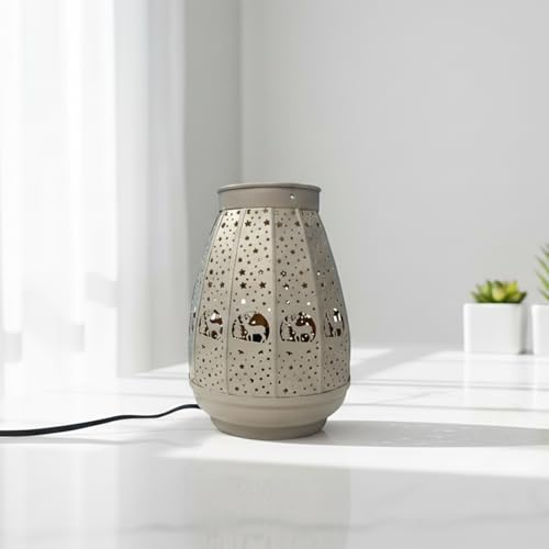 Image of ExclusiveLane 'Frostlight Christmas Lantern' Iron Decorative Table Lamp for Bedroom (22.4 Cm, Without Bulb, Hand-Etched) | Table Lamp for Living Room Decoration Bedside Lamp Bedside Lamps for Bedroom