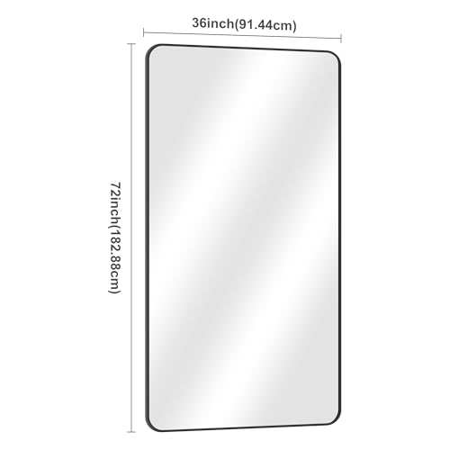 Image of DESBING 72 inch x 36 inchBathroom Mirror, Matte Black Wall Mirror with Metal Frame, Decorative Rectangular Vanity Mirror for Bedroom Bathroom Living Room Entryway (Horizontal /Vertical)