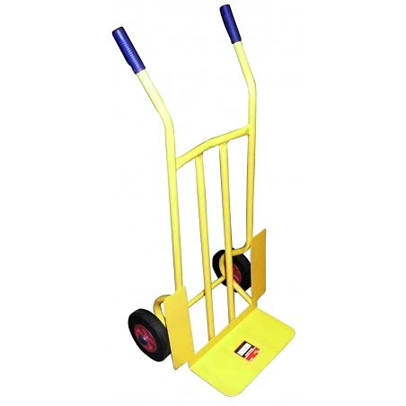 Professional Multi-Purpose Cargo Trolley with Solid Anti-Inch Wheels, Maximum Load of 300 kg, Tubular Steel Chassis 25 mm, Yellow, Weight 16 kg