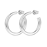 Howoo Pendientes de aro chapados en oro de 14 quilates para mujer, 30 mm, Acero inoxidable, Sin piedra preciosa