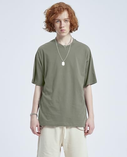 Mens Oversized T-Shirts Fashion Loose Fit Crewneck Tshirt Streetwear Heavyweight Short Sleeve Tee Shirt Gym Workout Tops4