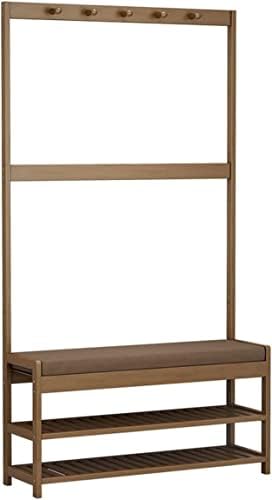 Multifunctional Entryway Furniture - 3-in-1 Bamboo Hall Tree with Coat Hooks and Shoe Storage Bench, Space-Saving Organizer for Home Entry