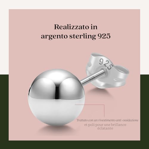 KEZEF Sterling Silver Ball Stud Earrings Hypoallergenic Earrings for Women | Available in Sterling Silver, Rose Gold, or 14K Gold Plated Silver (2mm-10mm)4