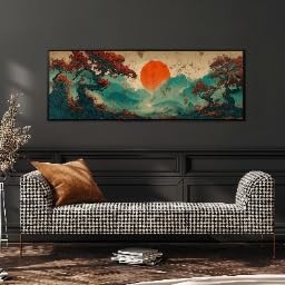 Impression sur toile soleil rouge de qualité supérieure - 4