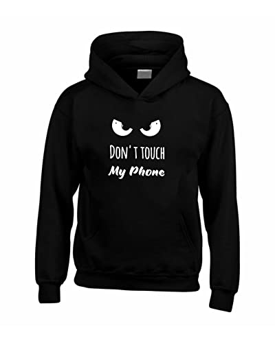 Sweat à capuche Edward Sinclair Don't Touch My Phone noir taille L pour adulte à manches longues