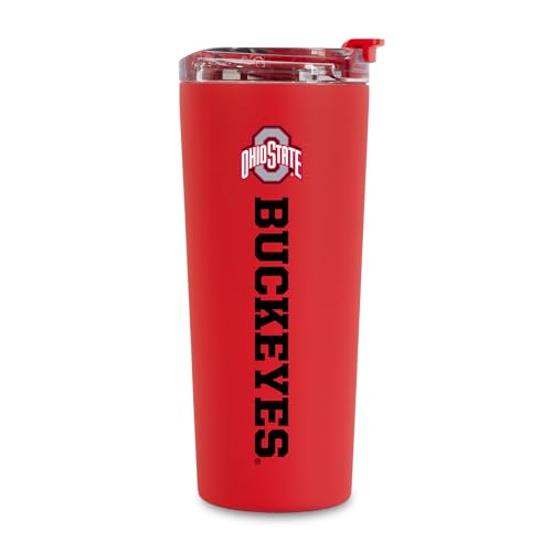 Rico Industries NCAA Ohio State Buckeyes Red 24oz Stainless Steel Tumbler with Lid and Dual Functioning Lid