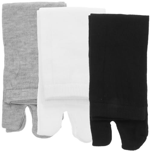 Toe Socks in Black, Grey and White, 3 Pairs, Polyester Cotton Blend, Separated Big Toe Design, Unisex Sizes 5-12