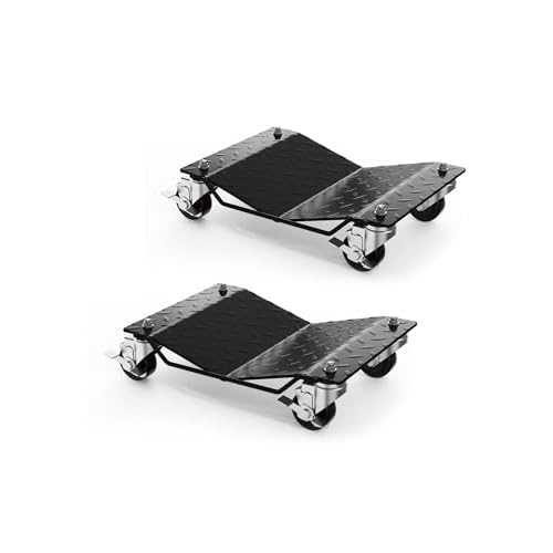 Car Wheel Dolly Set of 2,3000 LBS Capacity Heavy Duty Vehicle Mover Dolly with Brakes for Moving Cars, Trucks, Trailers and Motorcycles, Black Black 3