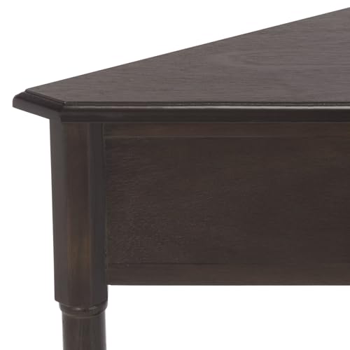 Image of SAFAVIEH Furniture - Gomez 1-Drawer Corner Table - Dark Chocolate - Solid Wood - Classic Corner Storage Design - Ideal for Entryway, Living Room, Home Office, 33.1 inch W x 17.3 inch D x 28 inch H (AMH5709F)