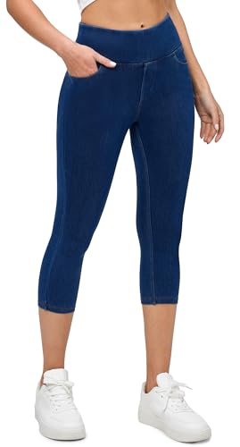 Ewedoos Jeggings for Women Pull on Capri Jeans High Waisted Stretchy Denim Jeans Capri Jeggings with Pockets Trendy Casual2