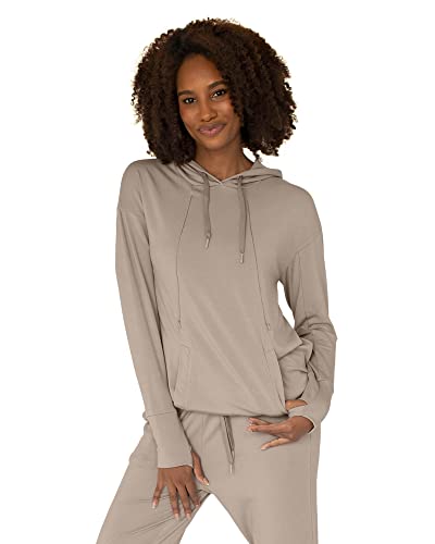 Image of Kindred Bravely Women’s Nursing Hoodie | Bamboo Breastfeeding Sweatshirt for Nursing (Stone, Large)