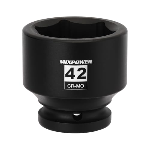 Image of MIXPOWER 3 /4 inch Drive Shallow Impact Socket, 42mm, CR-MO, Metric, 6 Point, Axle Nut Impact Grade Socket for Easy Removal