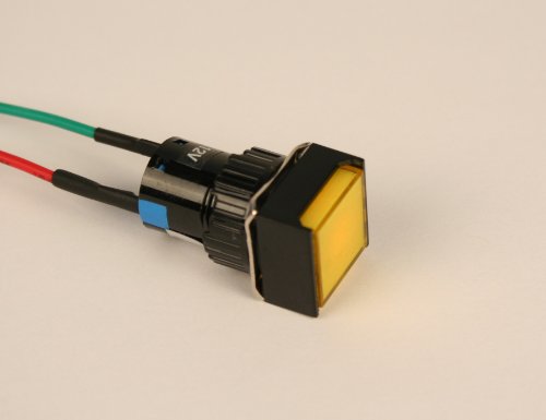 Luz piloto LED amarilla 17mm panel 12V DC miniatura 1