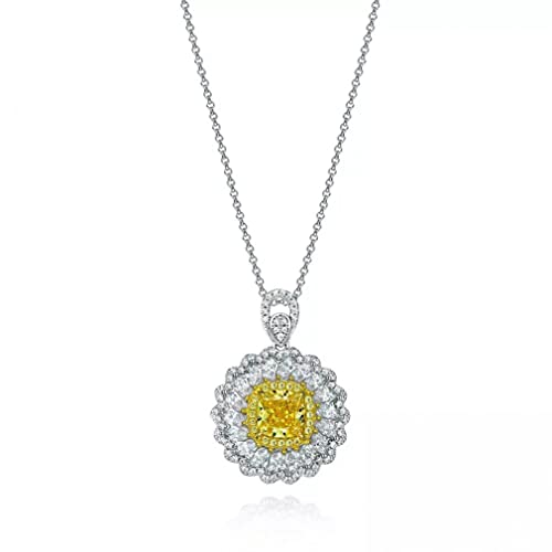 Bijoux fins de fête pour femmes collier diamant jaune argent 925