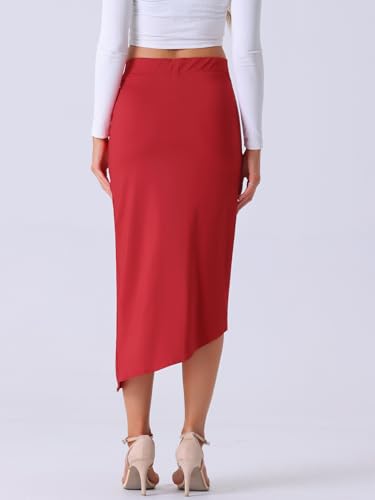 Allegra K Twist Front Skirts for Women's Ruched High Split Asymmetrical Boho Beach Midi Skirt3