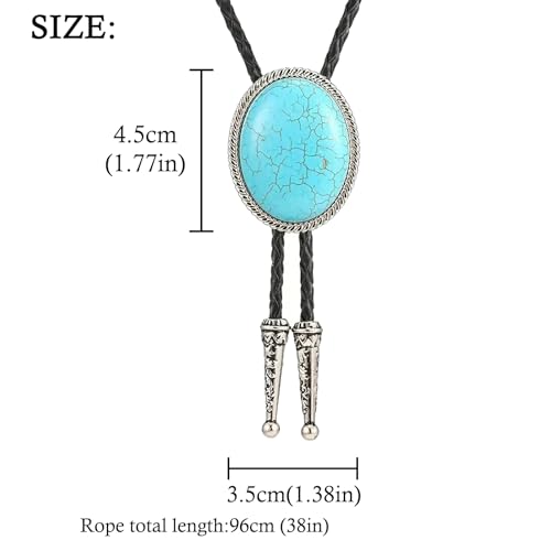 Image of HUABOLA CALYN Bolo Tie for Men Women, Native American Rodeo Cowboy Turquoise /Scorpion /Tiger Eye /Black Agate Leather Necktie